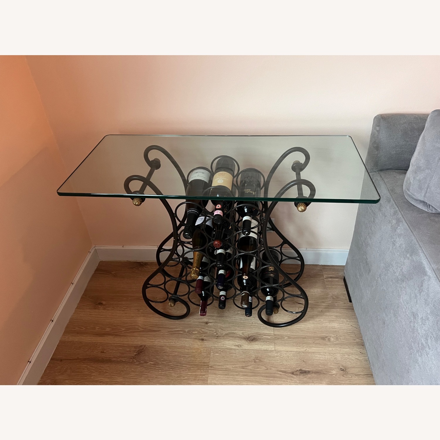 Glass Wine Table / Rack Modern Vintage - image-1