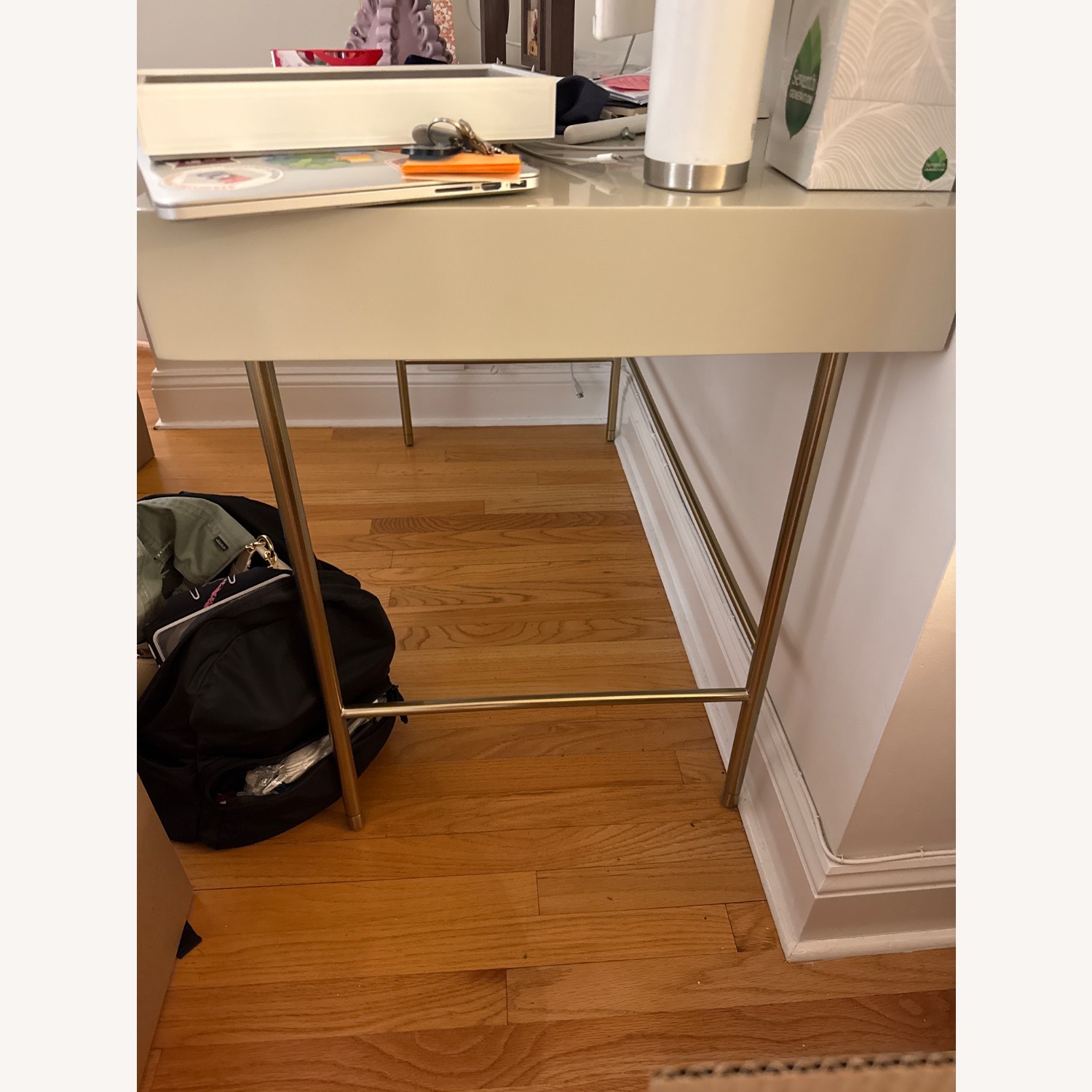West Elm Gray and White Desk - image-3