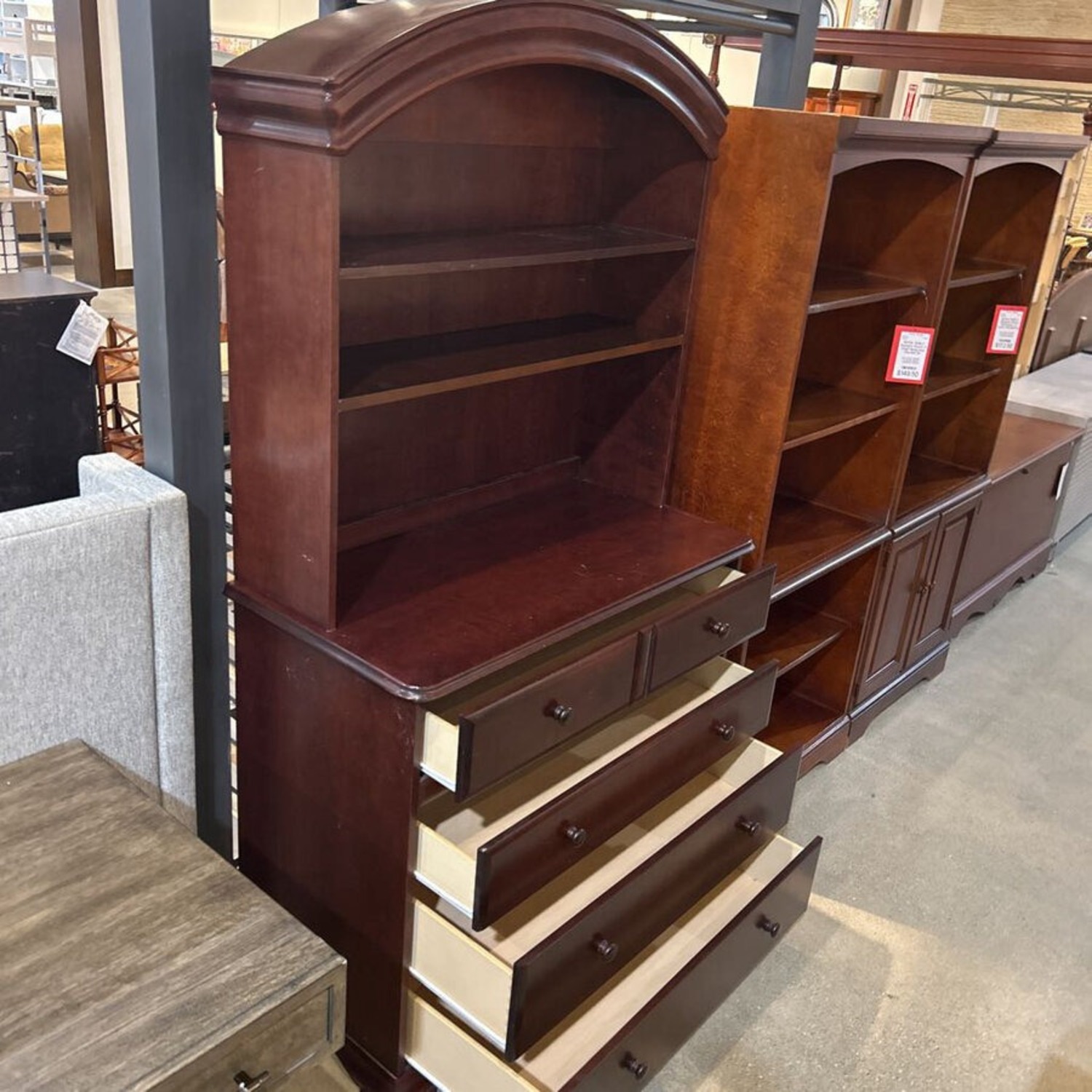 Solid Wood 4-Drawer w Hutch Dresser - image-6