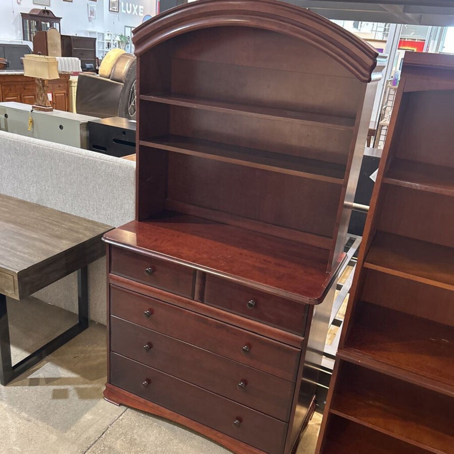 Solid Wood 4-Drawer w Hutch Dresser - image-1