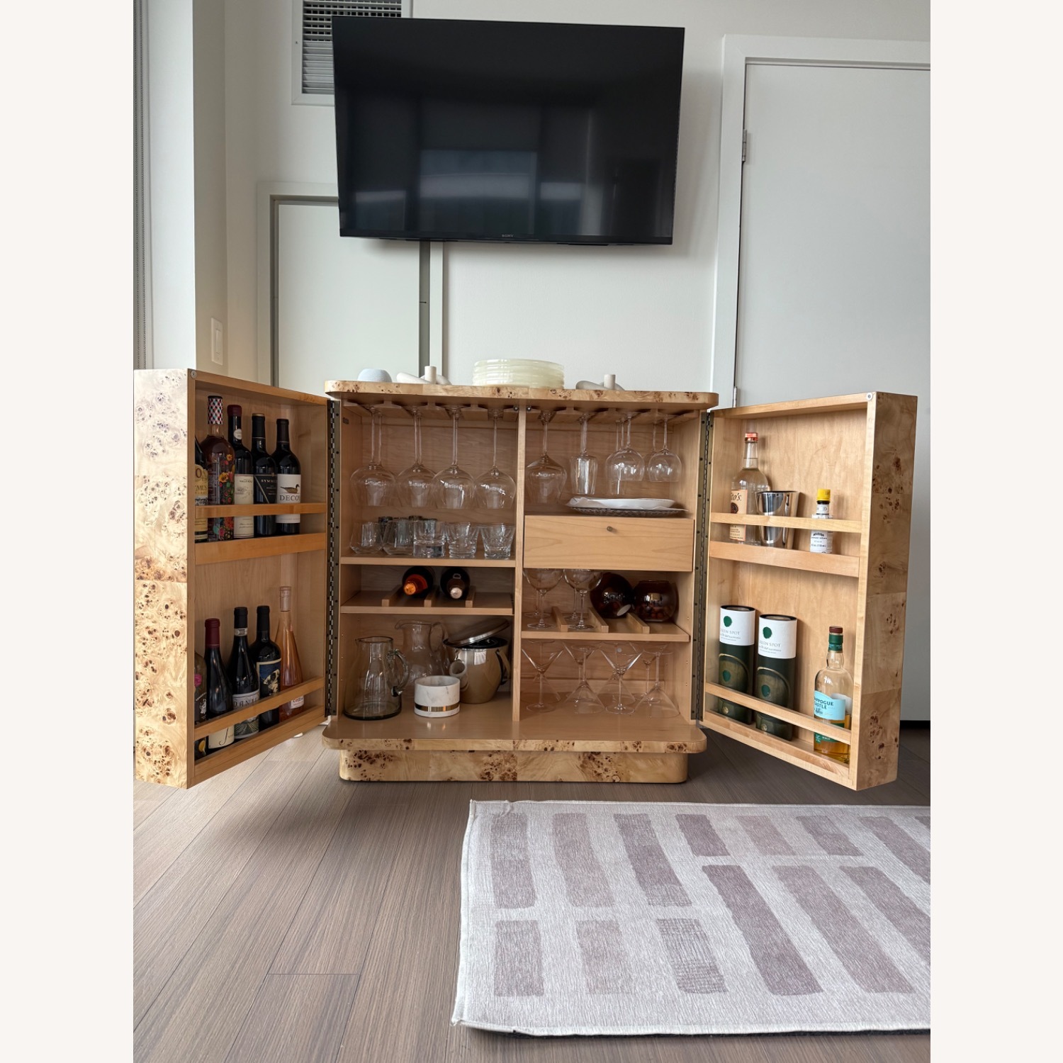 Mota Natural Burl Wood Bar Cabinet - image-2