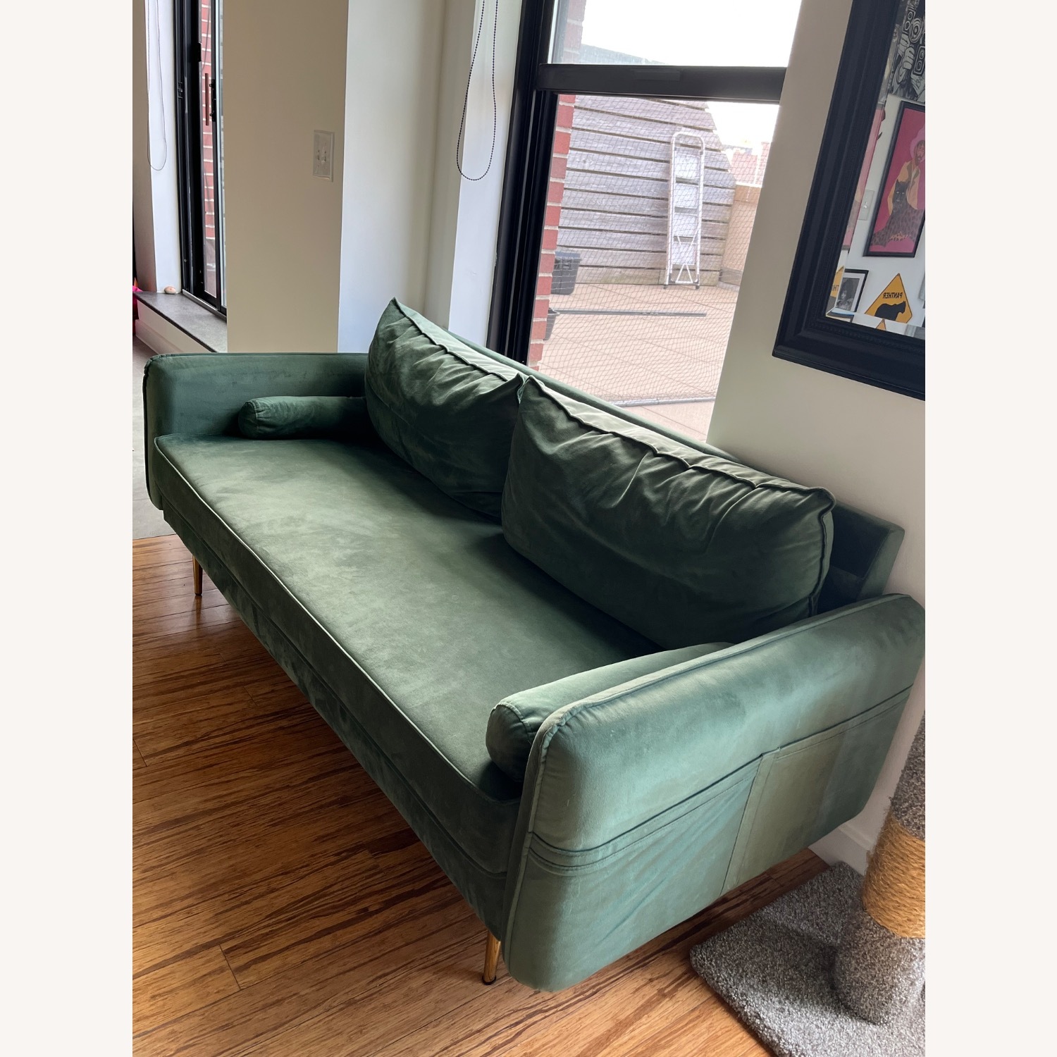 Green Micro Suede Sofa - image-3