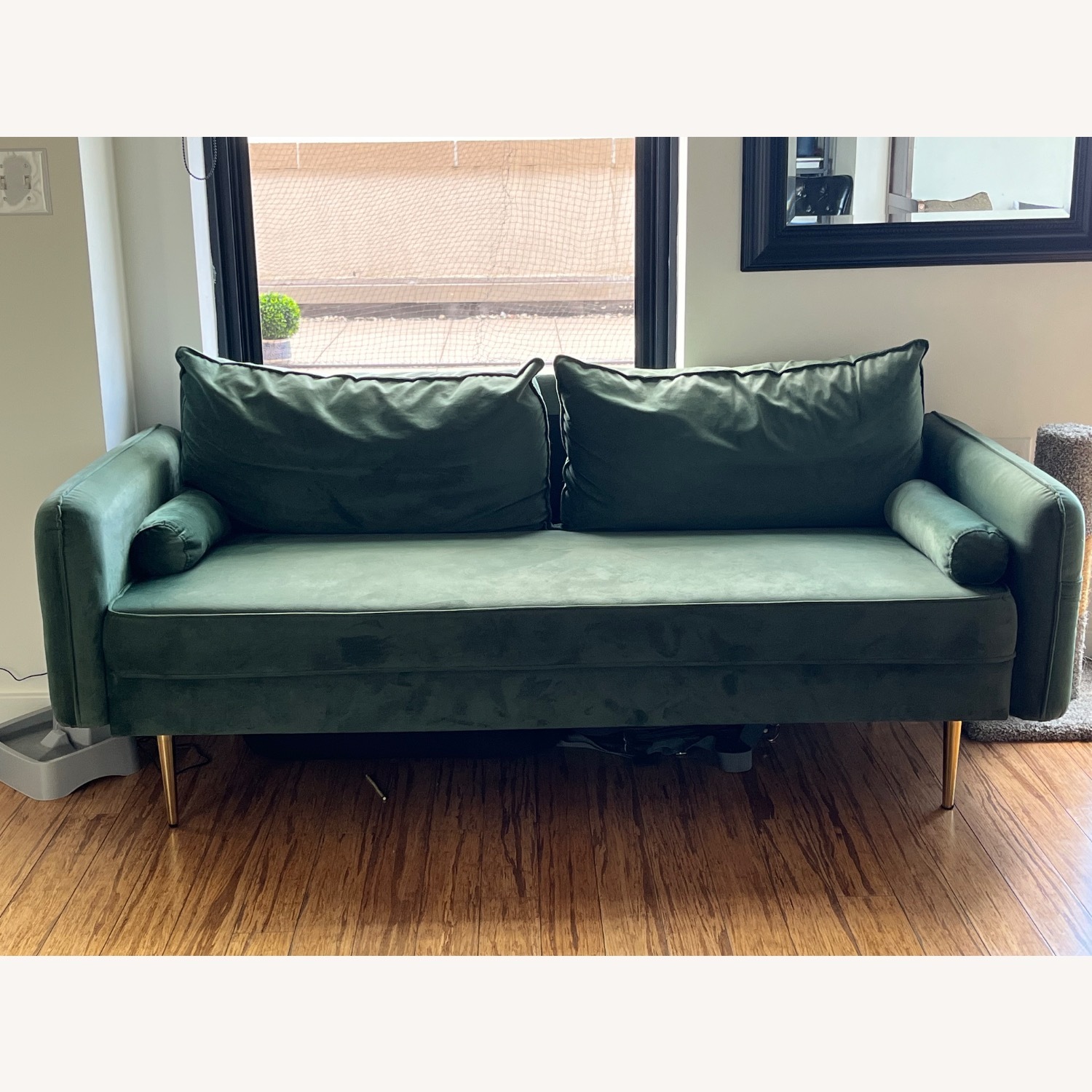 Green Micro Suede Sofa - image-1