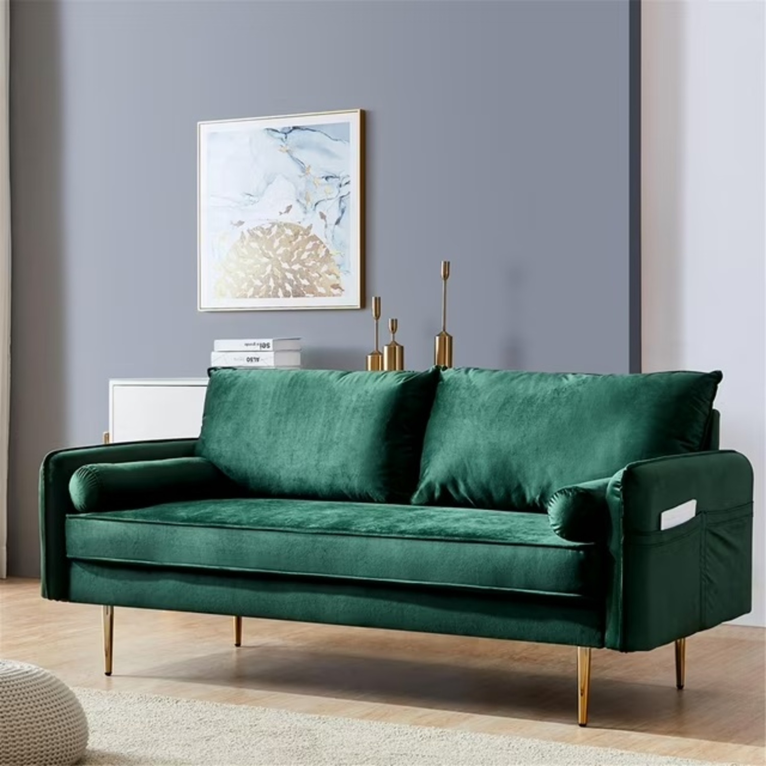 Green Micro Suede Sofa - image-5