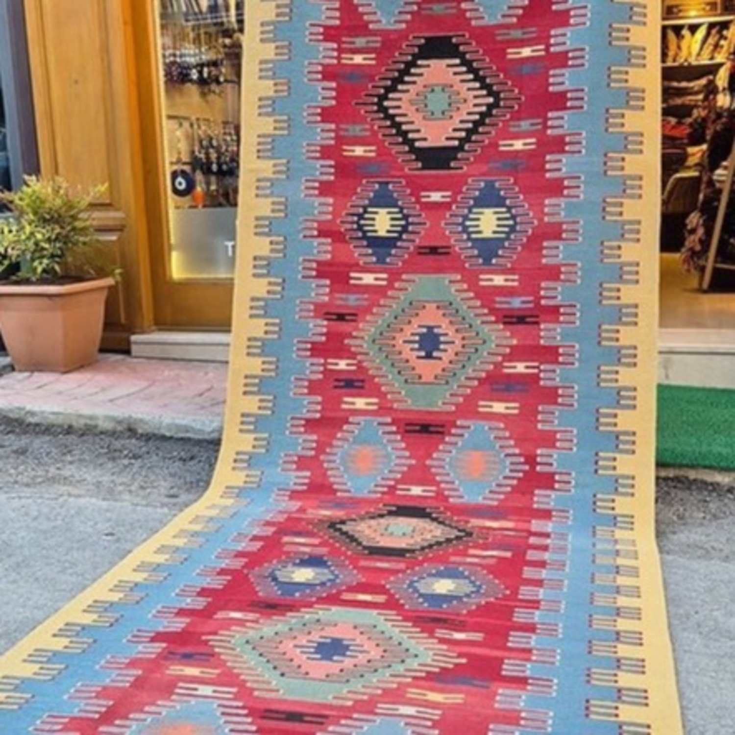 Contemporary Handwoven Oushak Runner Butter Yellow - image-3