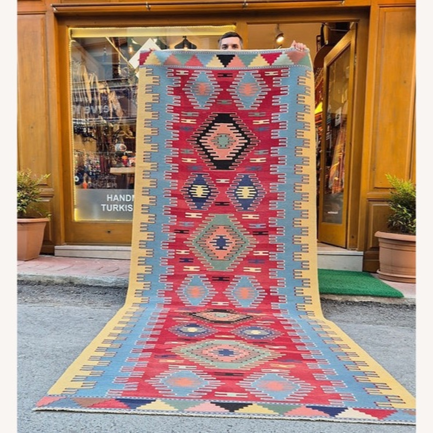 Contemporary Handwoven Oushak Runner Butter Yellow - image-1