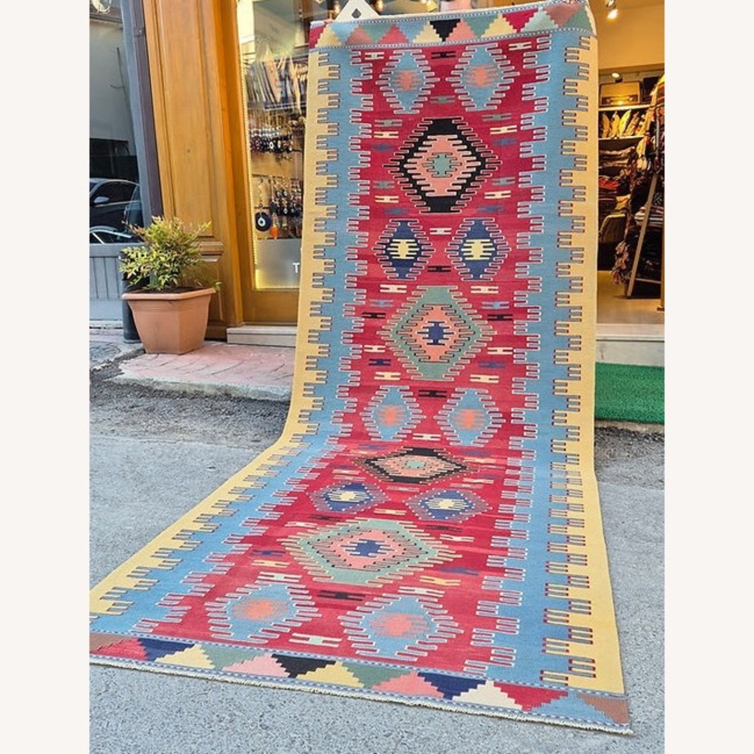 Contemporary Handwoven Oushak Runner Butter Yellow - image-2