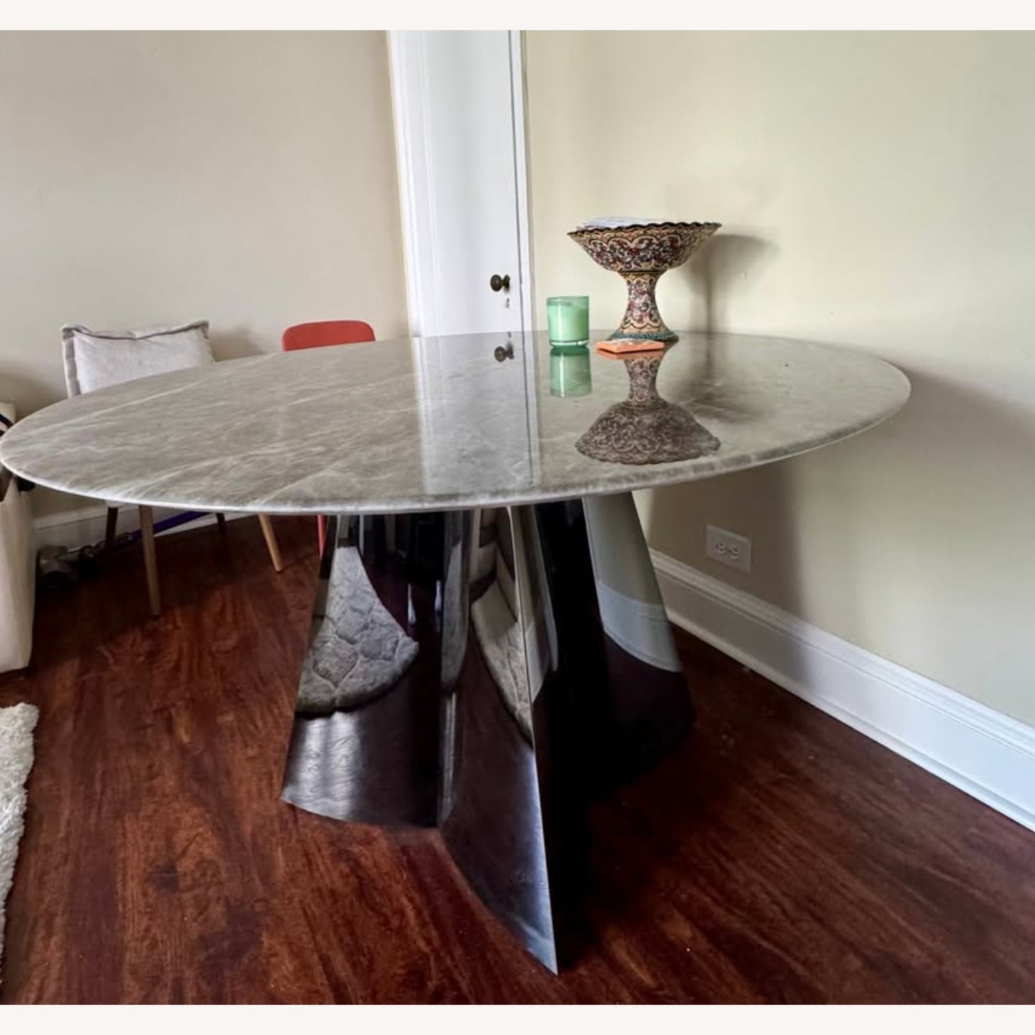 Round Gray Marble Dining Table - image-2
