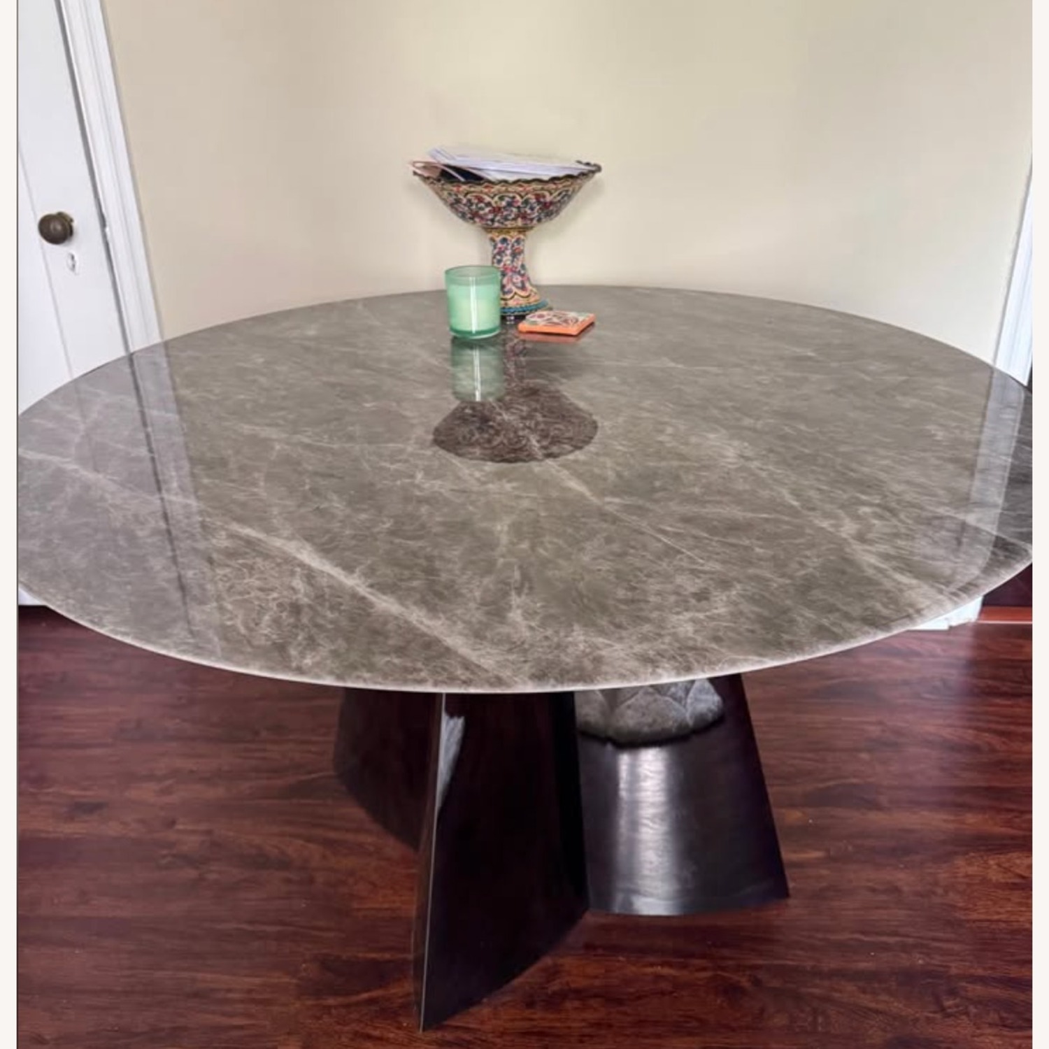 Round Gray Marble Dining Table - image-3