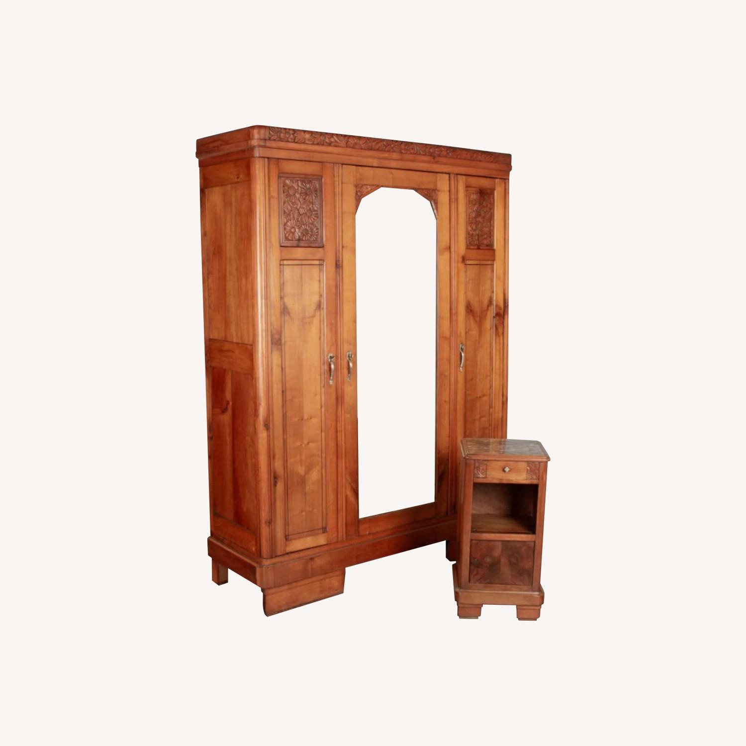 French ArtDeco Armoire & Matching Marble-Top Table - image-0