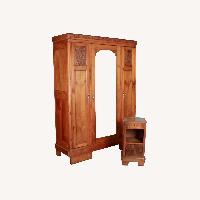 French ArtDeco Armoire & Matching Marble-Top Table