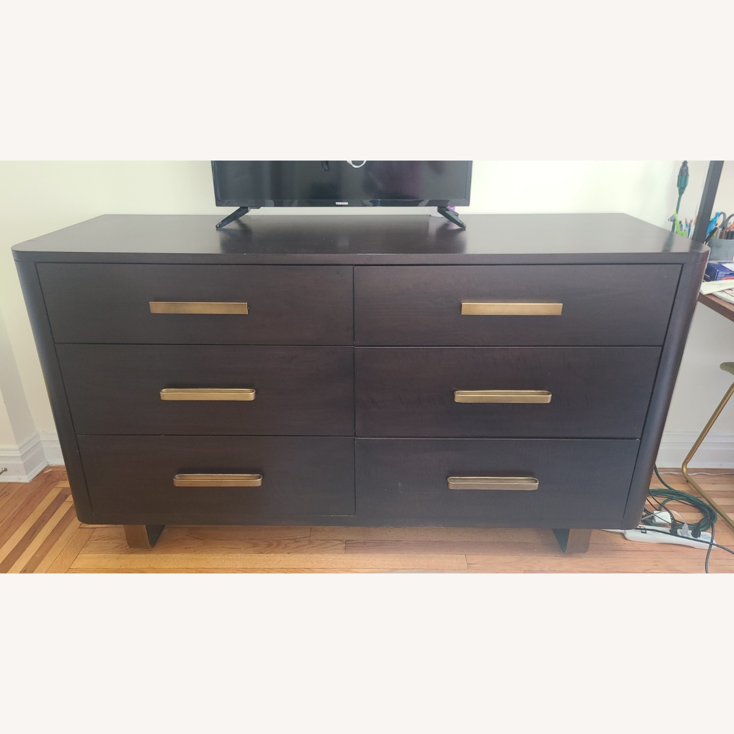 Crate & Barrel Gwen 6 Drawer Dark Wood Dresser - image-1