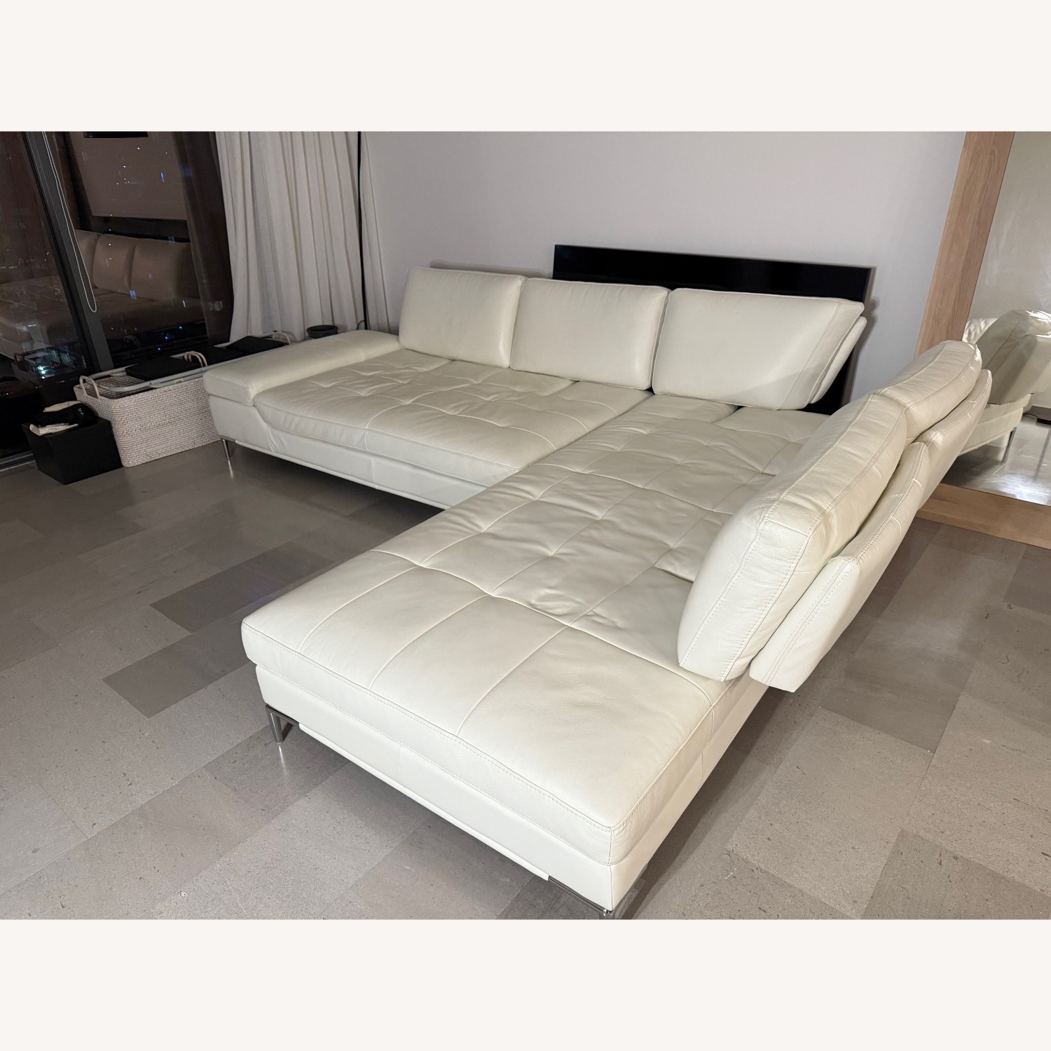  Modani Furniture White Leather Sofa - image-2