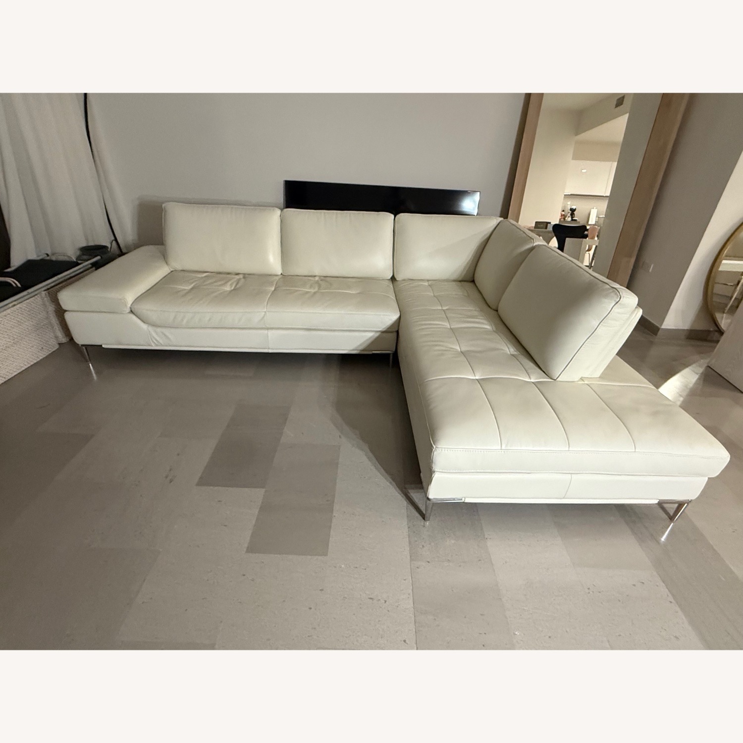  Modani Furniture White Leather Sofa - image-1