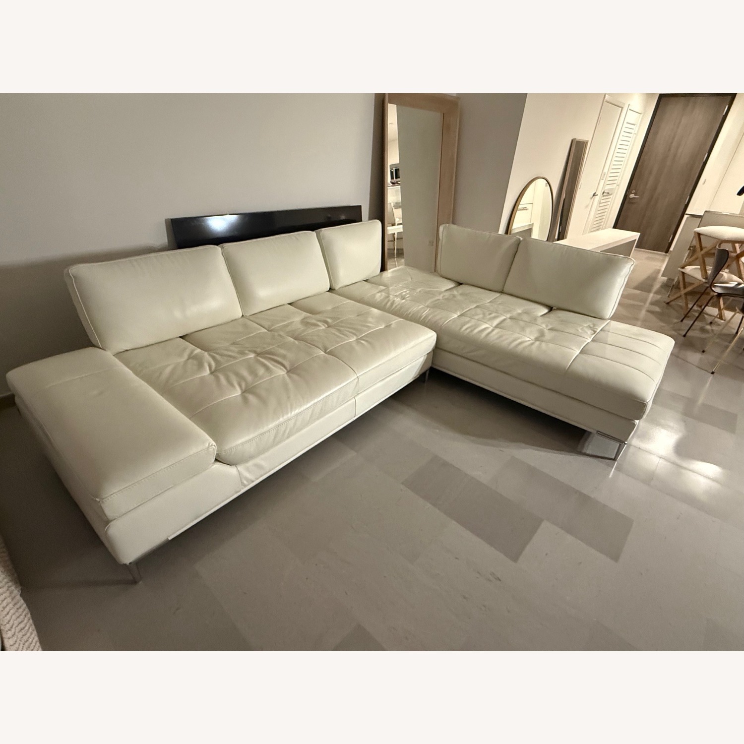  Modani Furniture White Leather Sofa - image-4