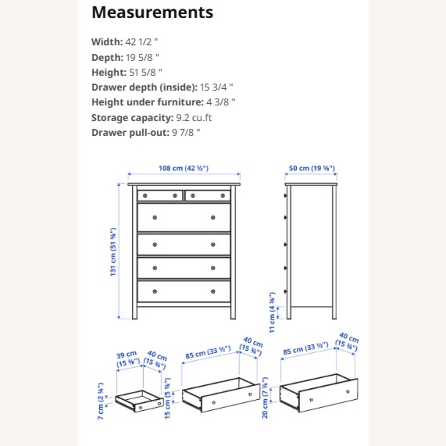 IKEA White Hemnes 6-drawer Tall Dresser - image-2