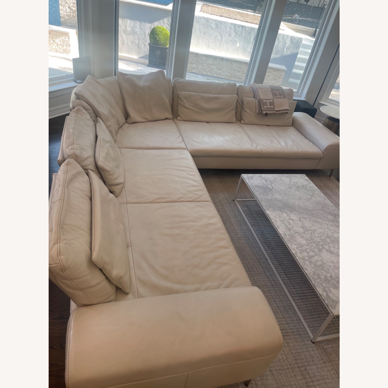 Beige Leather Sectional Sofa - image-2