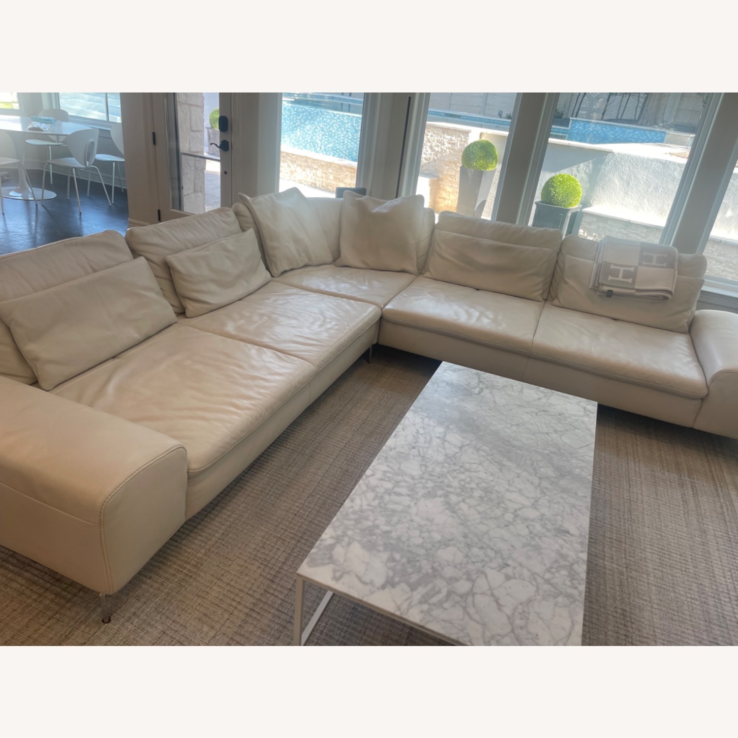 Beige Leather Sectional Sofa - image-3