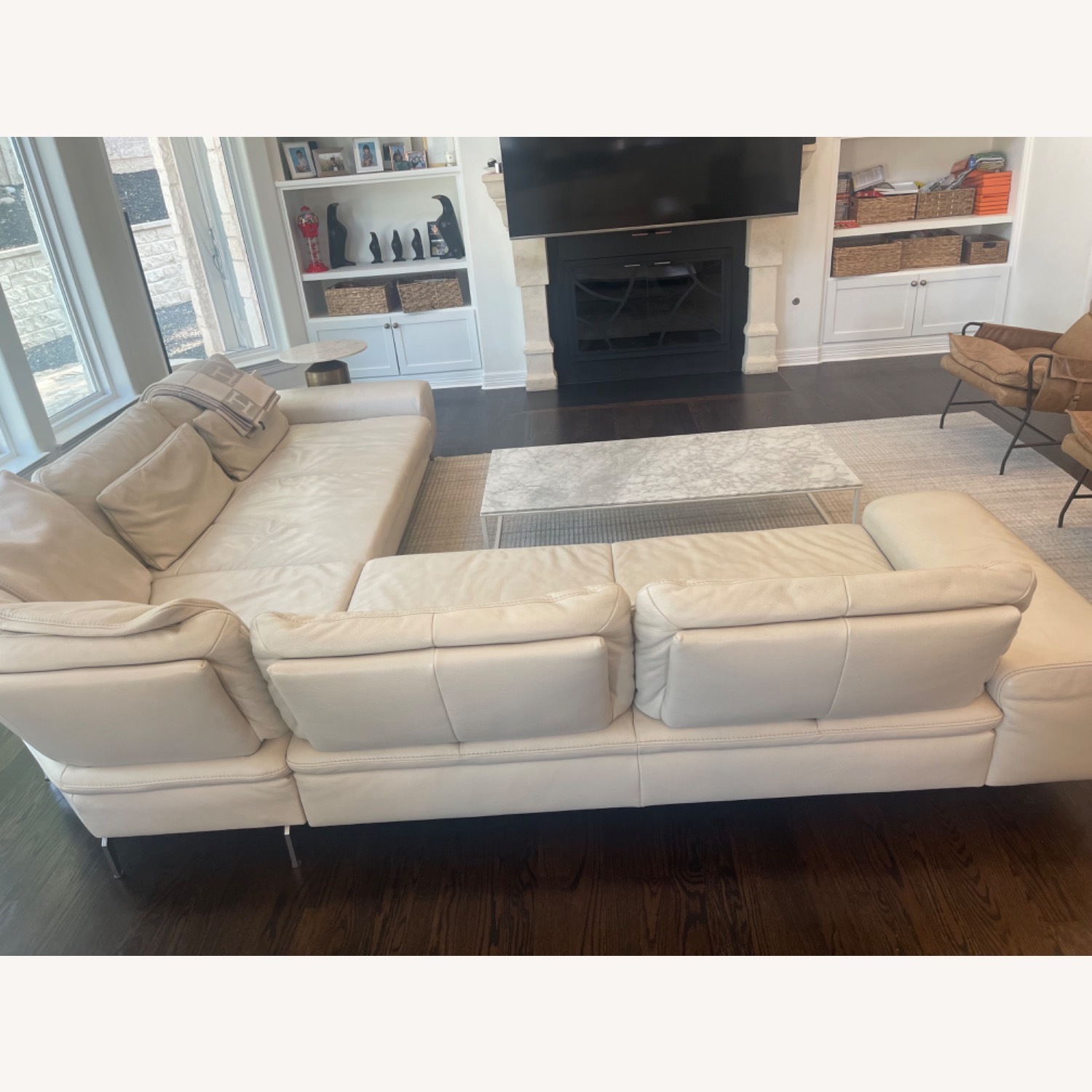Beige Leather Sectional Sofa - image-5