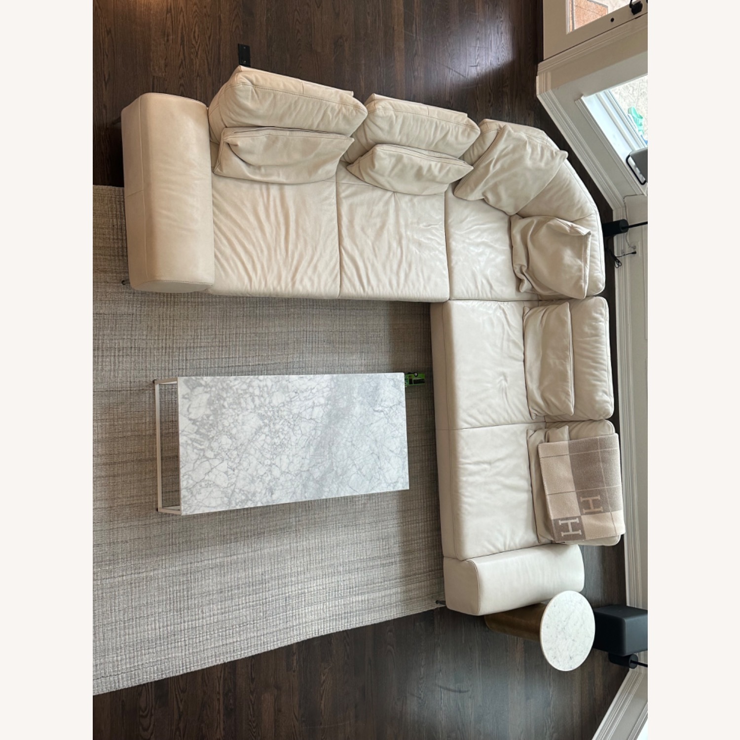 Beige Leather Sectional Sofa - image-1