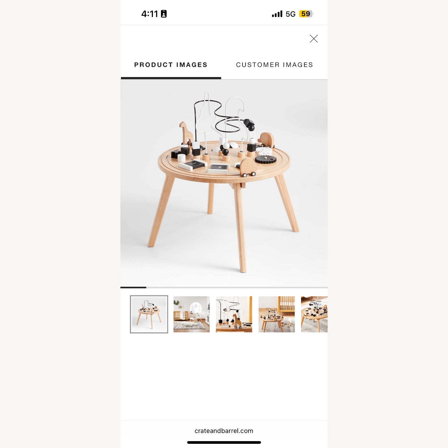 Crate & Barrel Kids Baby Wooden Activity Table - image-1