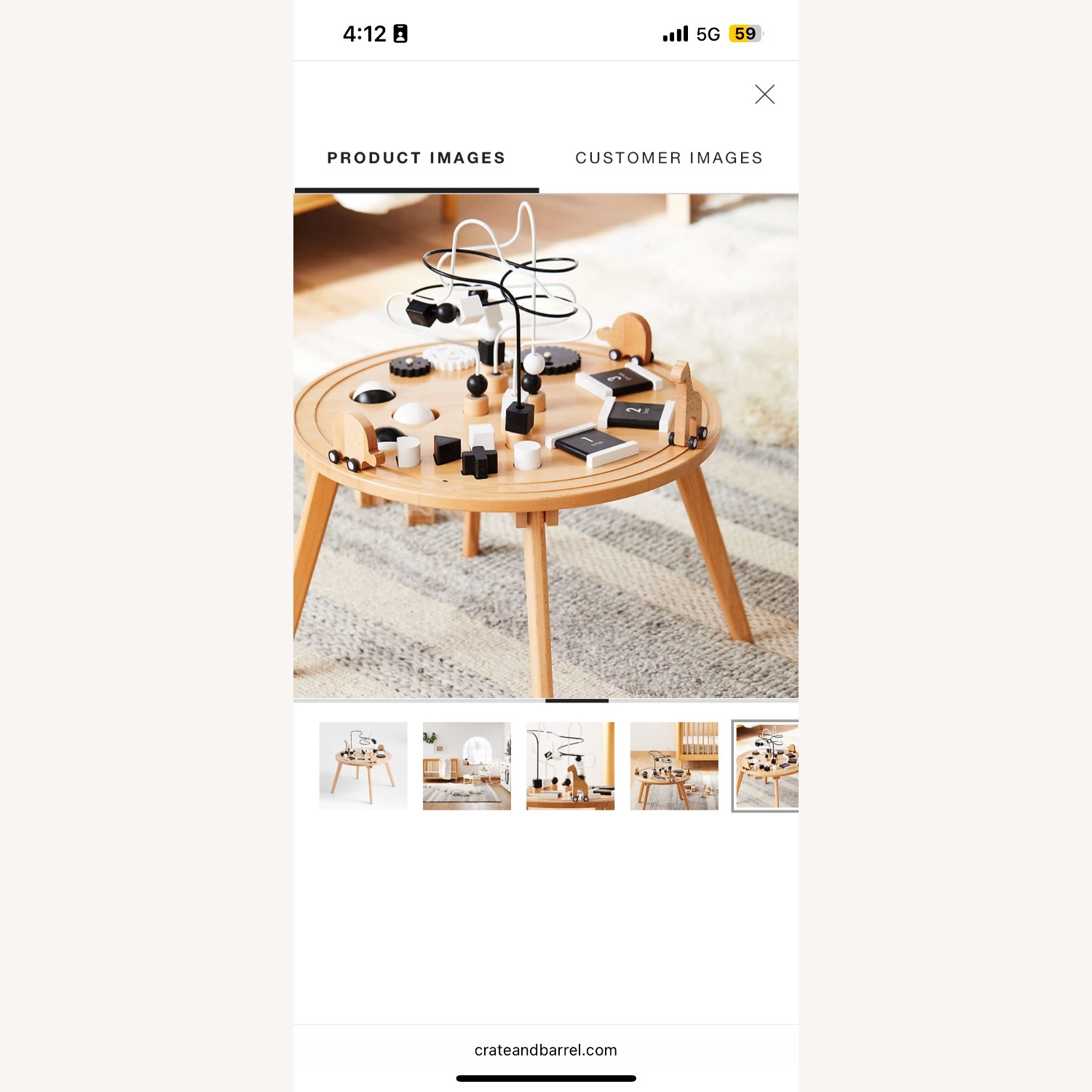 Crate & Barrel Kids Baby Wooden Activity Table - image-4