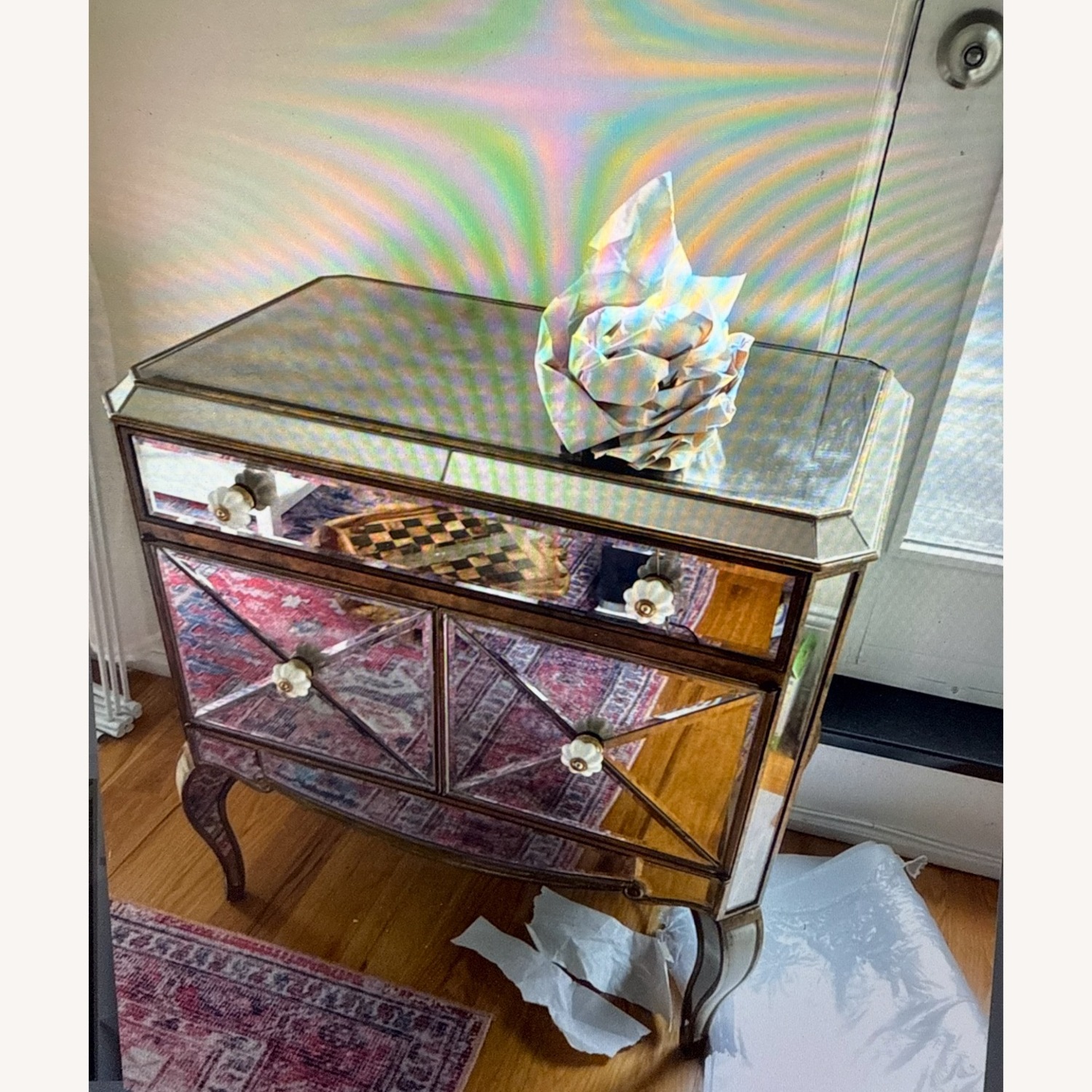 Horchow Mirrored Side Table - image-2