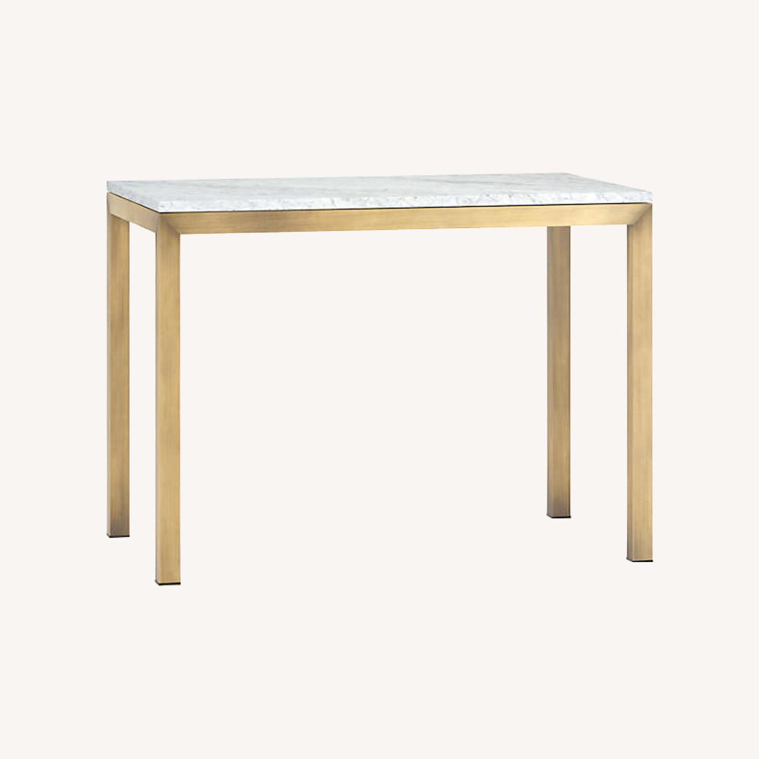 Crate & Barrel Parsons Marble Dining Table Counter - image-0