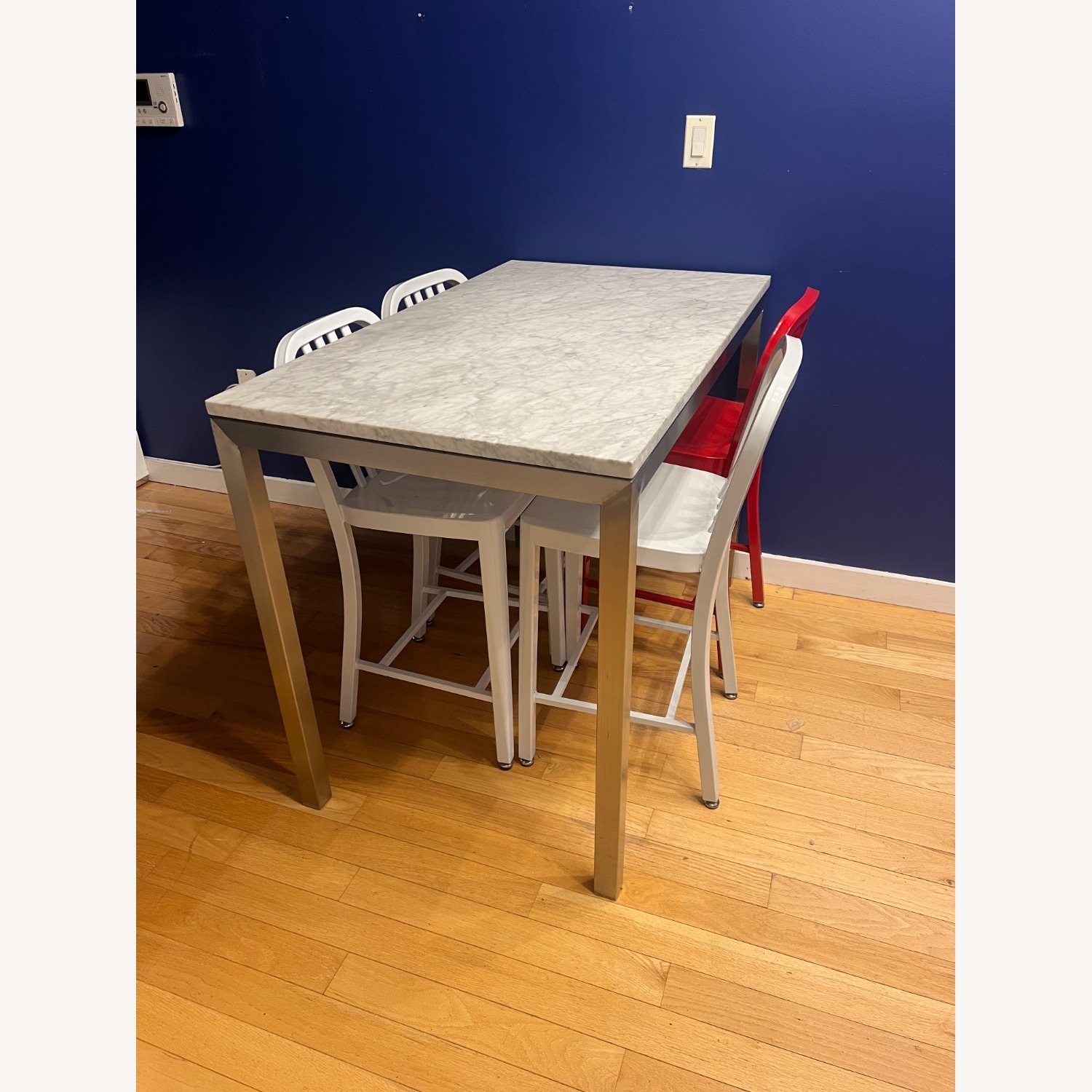Crate & Barrel Parsons Marble Dining Table Counter - image-4