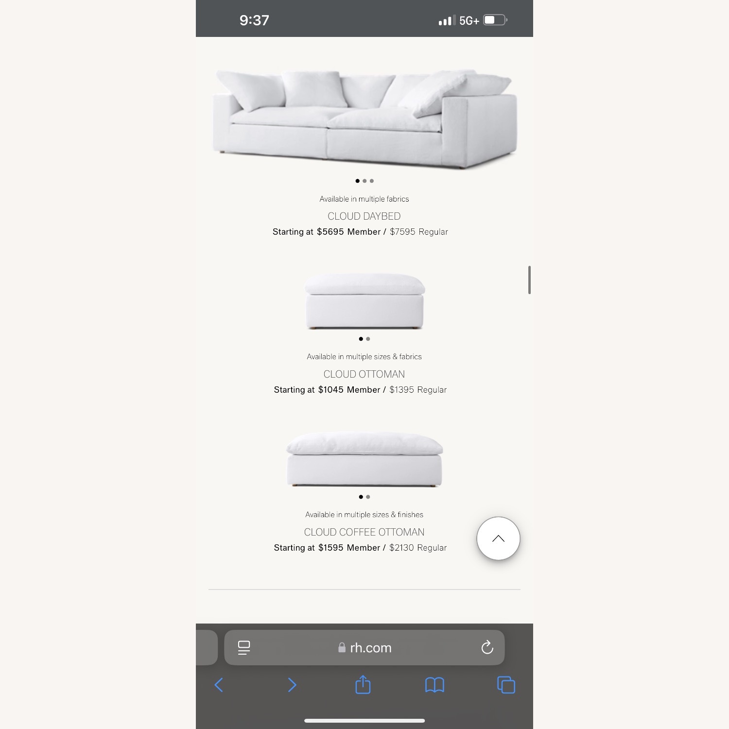 Restoration Hardware Cloud Couch & Ittoman - image-12