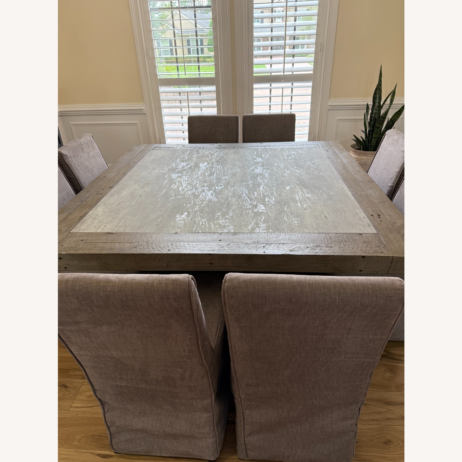 Square Wood Table with 8 Cloth Chairs - image-4