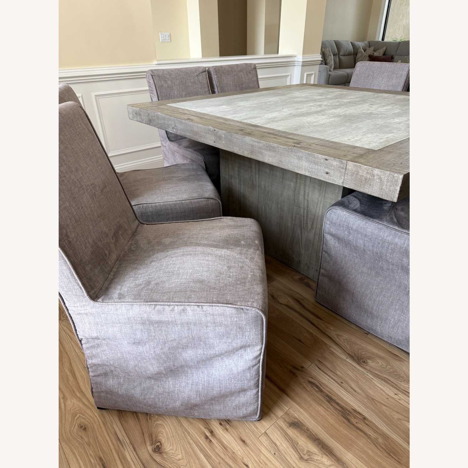 Square Wood Table with 8 Cloth Chairs - image-5