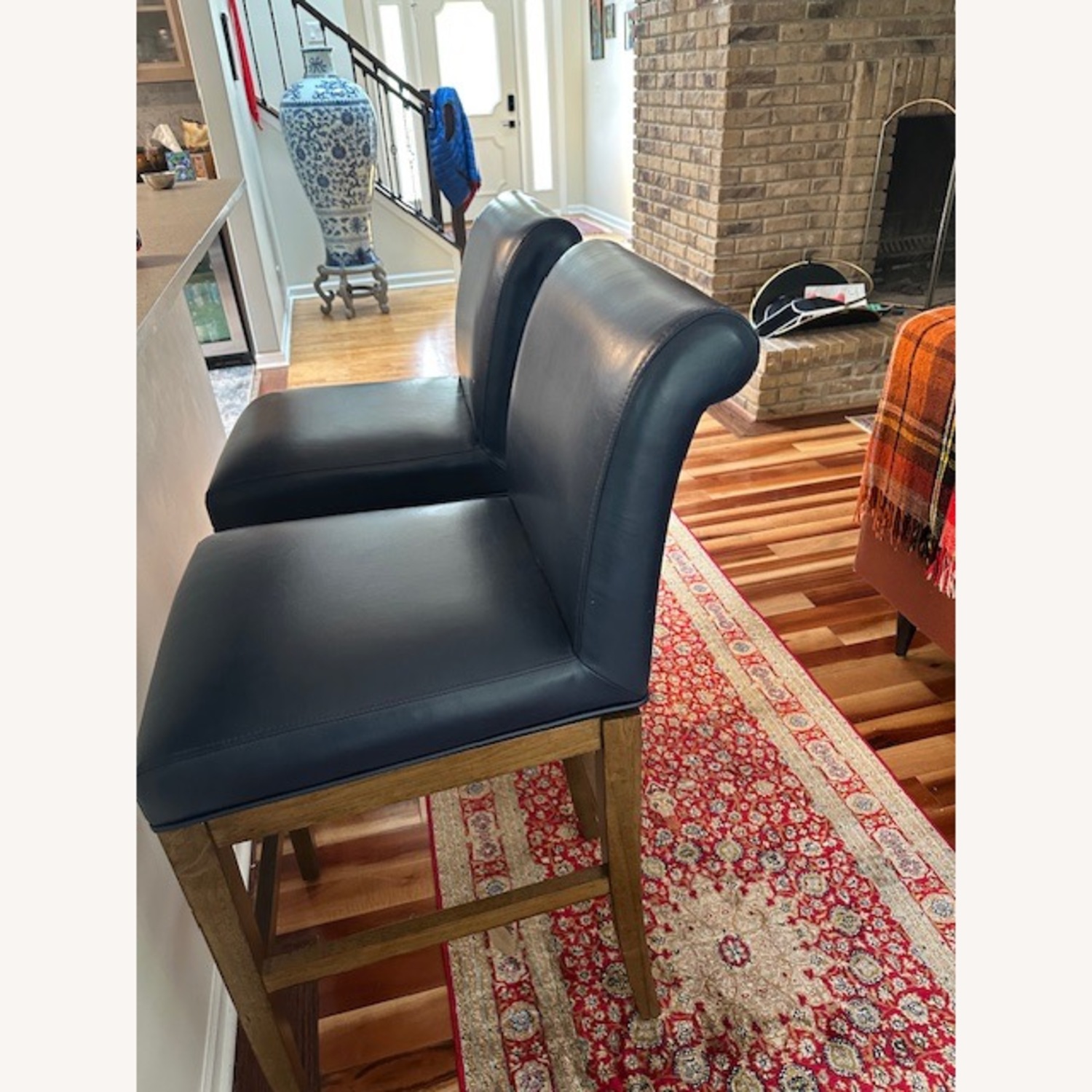 Frontgate Swivel Leather Bar Stools - image-5