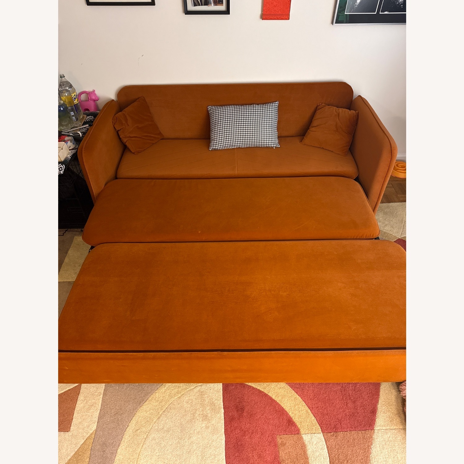 Retro Velvet Sleeper Sofa - image-2