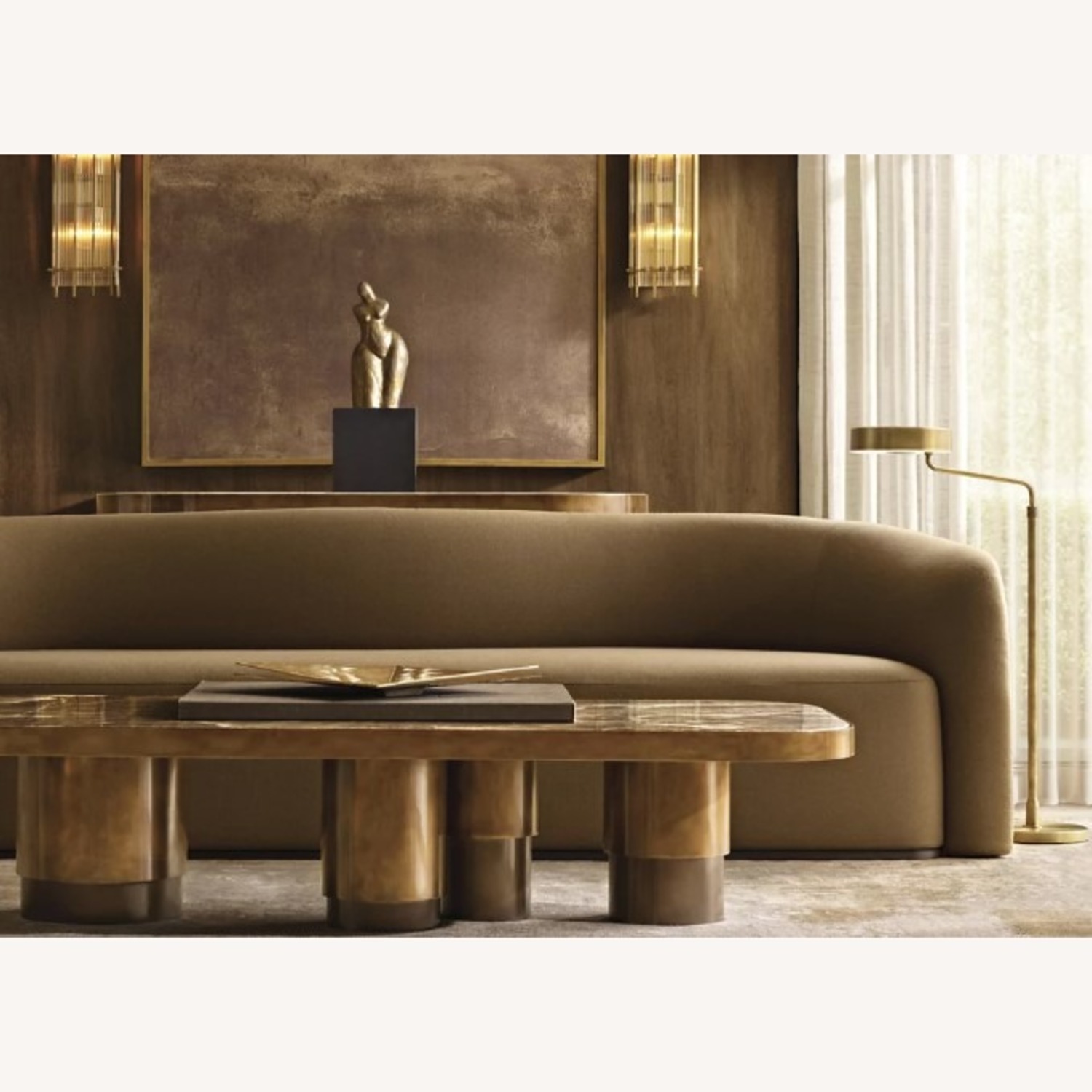 Restoration Hardware Onyx Tropez Coffee Table 76” Honey Onyx - image-2