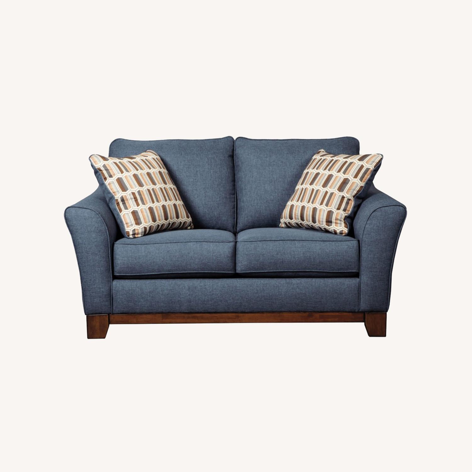Ashley Janley Denim Loveseat - image-0