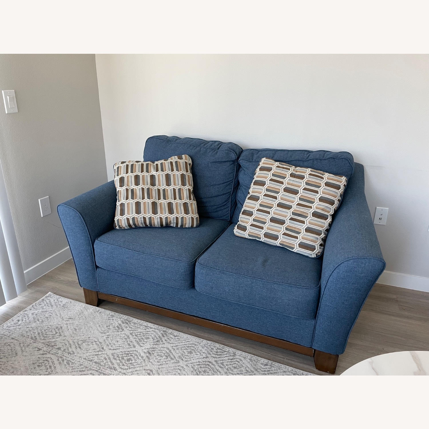 Ashley Janley Denim Loveseat - image-1