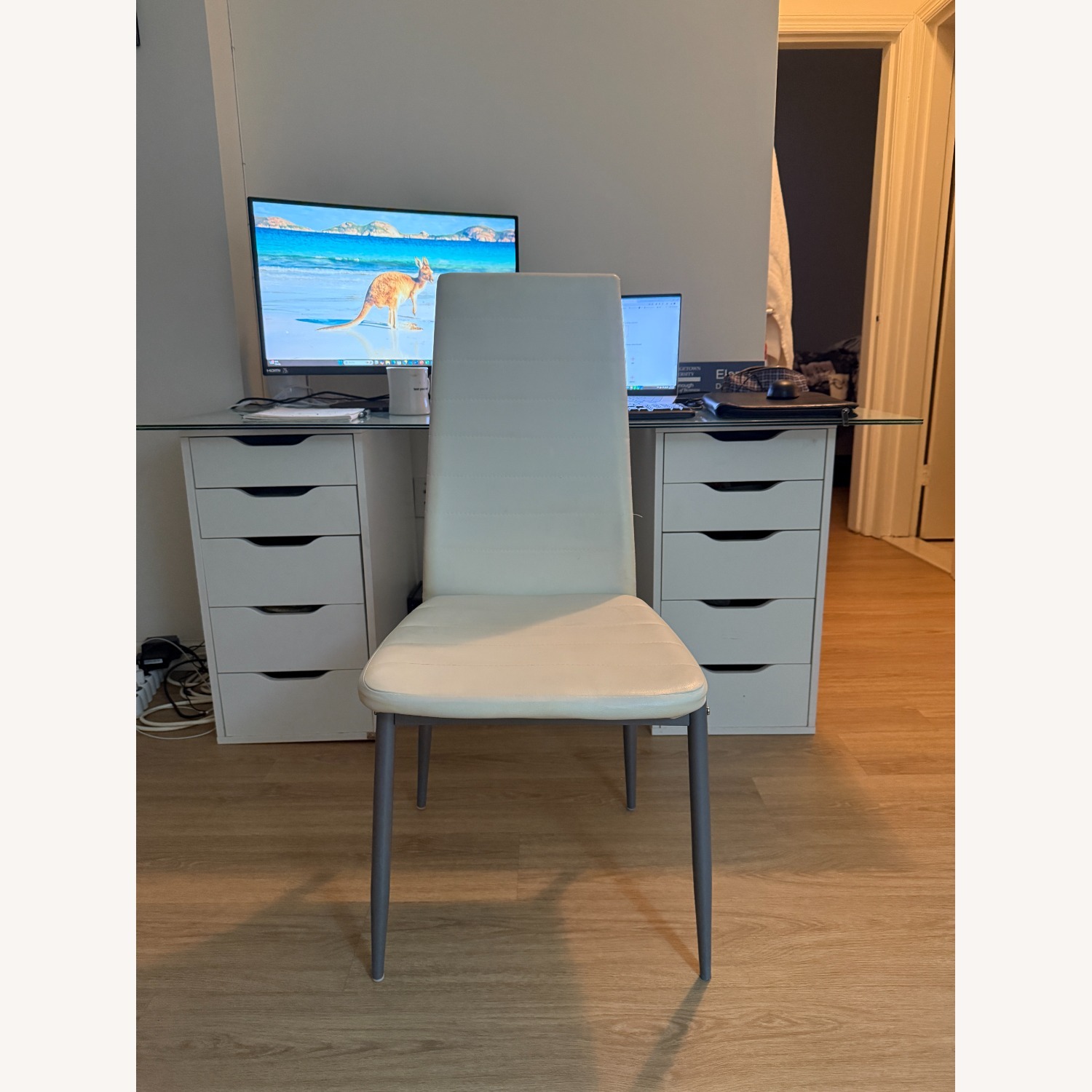 4 Dining White Chairs - image-1