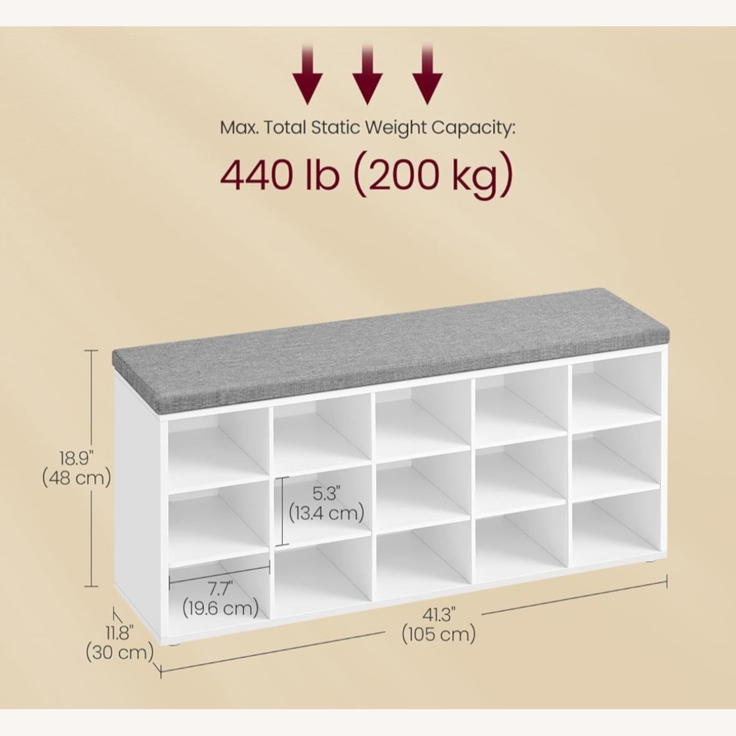 Shoe Bench with Cushion - image-2