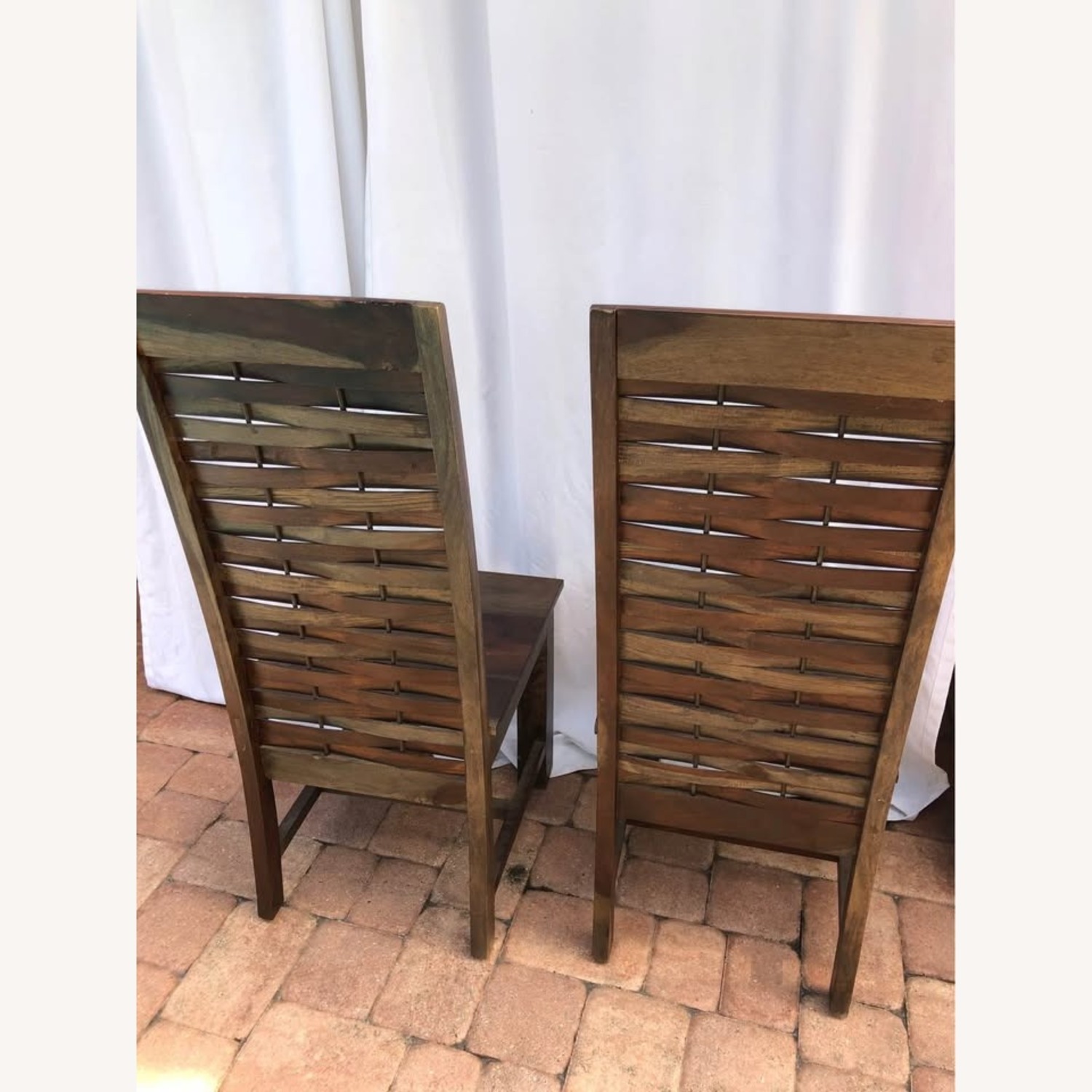 Pair of Indian Rosewood Woven Back Dining Chairs - image-3