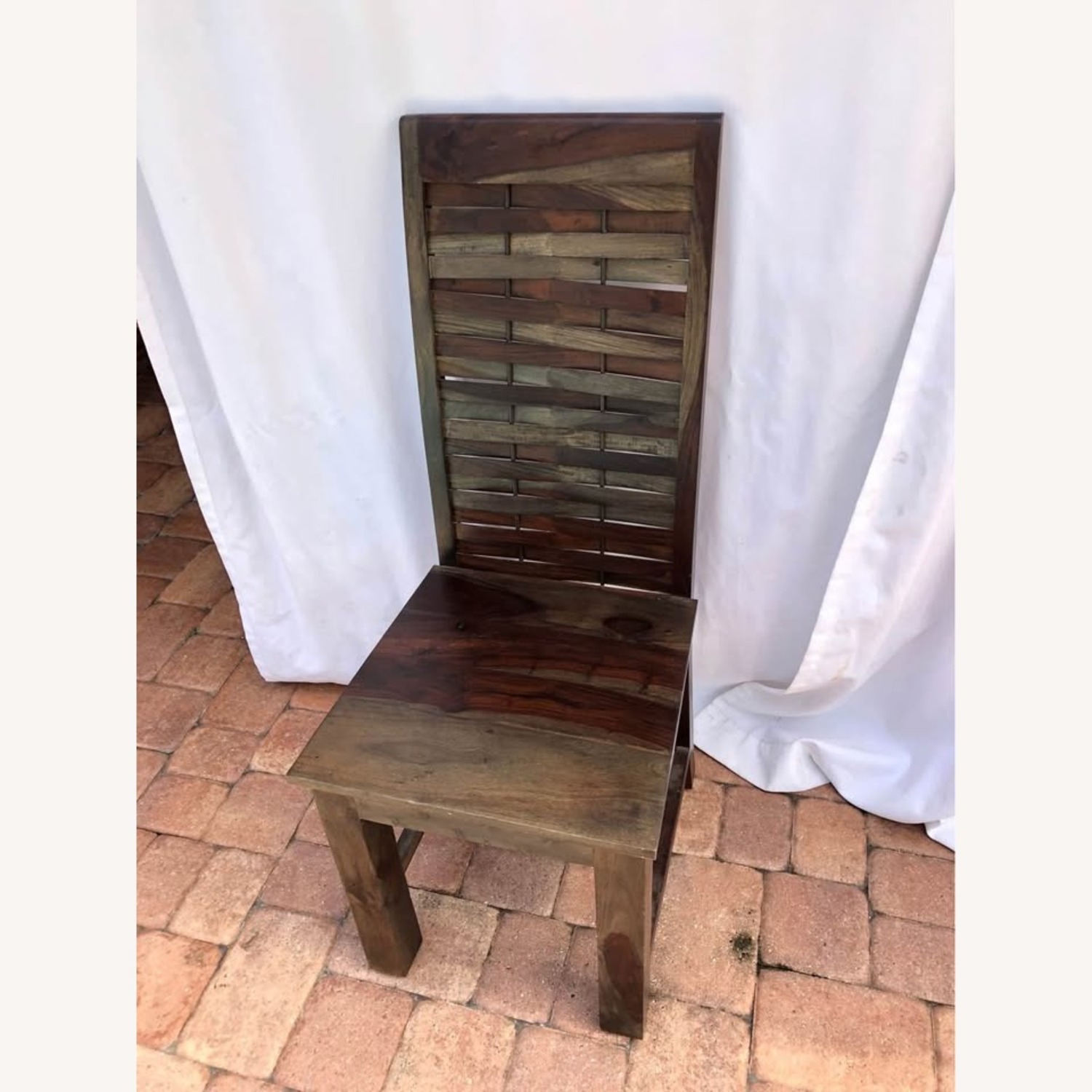 Pair of Indian Rosewood Woven Back Dining Chairs - image-6