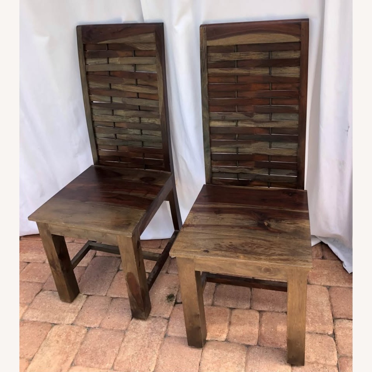 Pair of Indian Rosewood Woven Back Dining Chairs - image-7