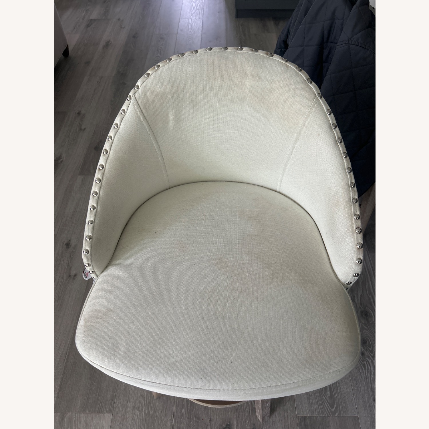 6 Cream Swivel Upholstered Counter Stools - image-2