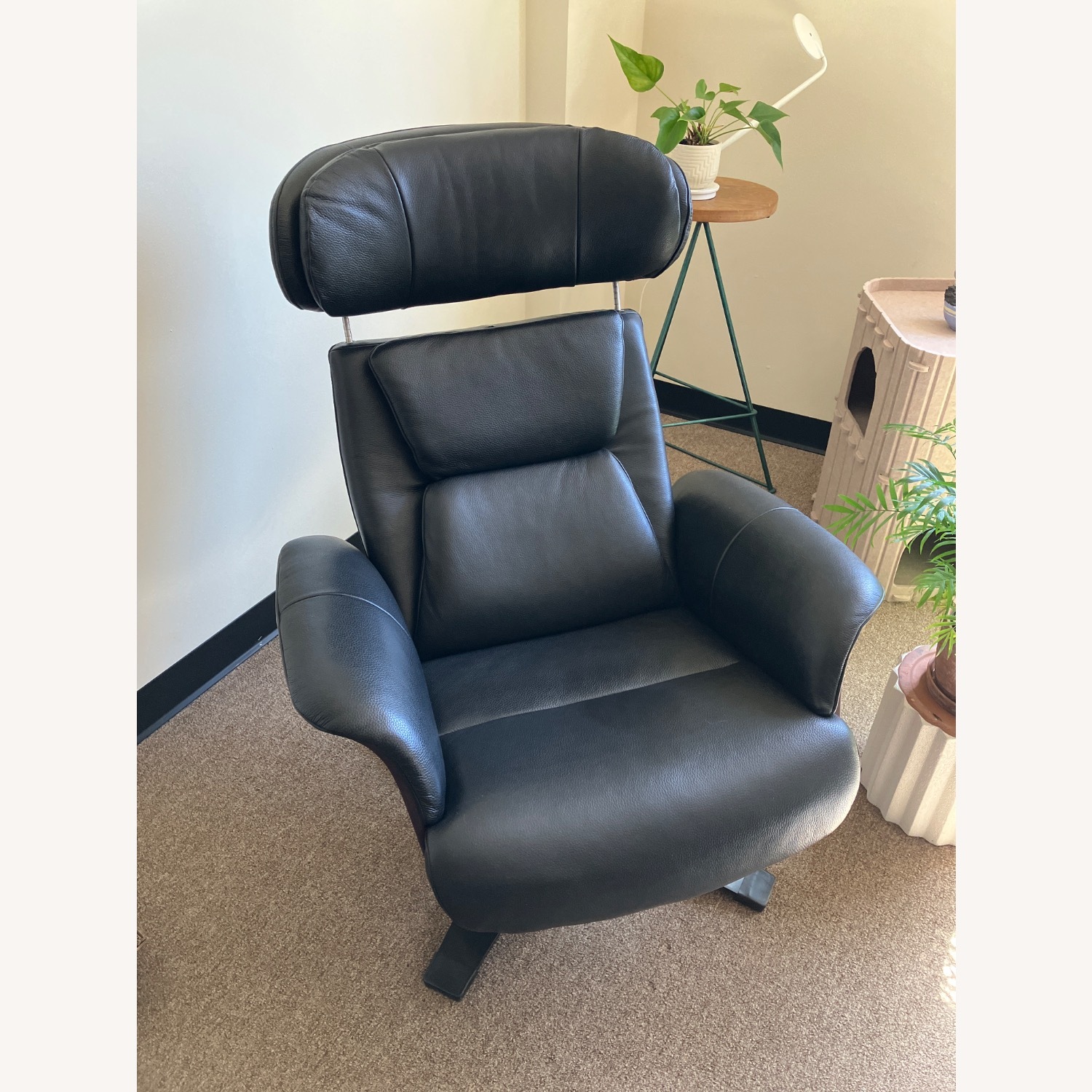 Leather Swival Recliner W Ottoman - image-1
