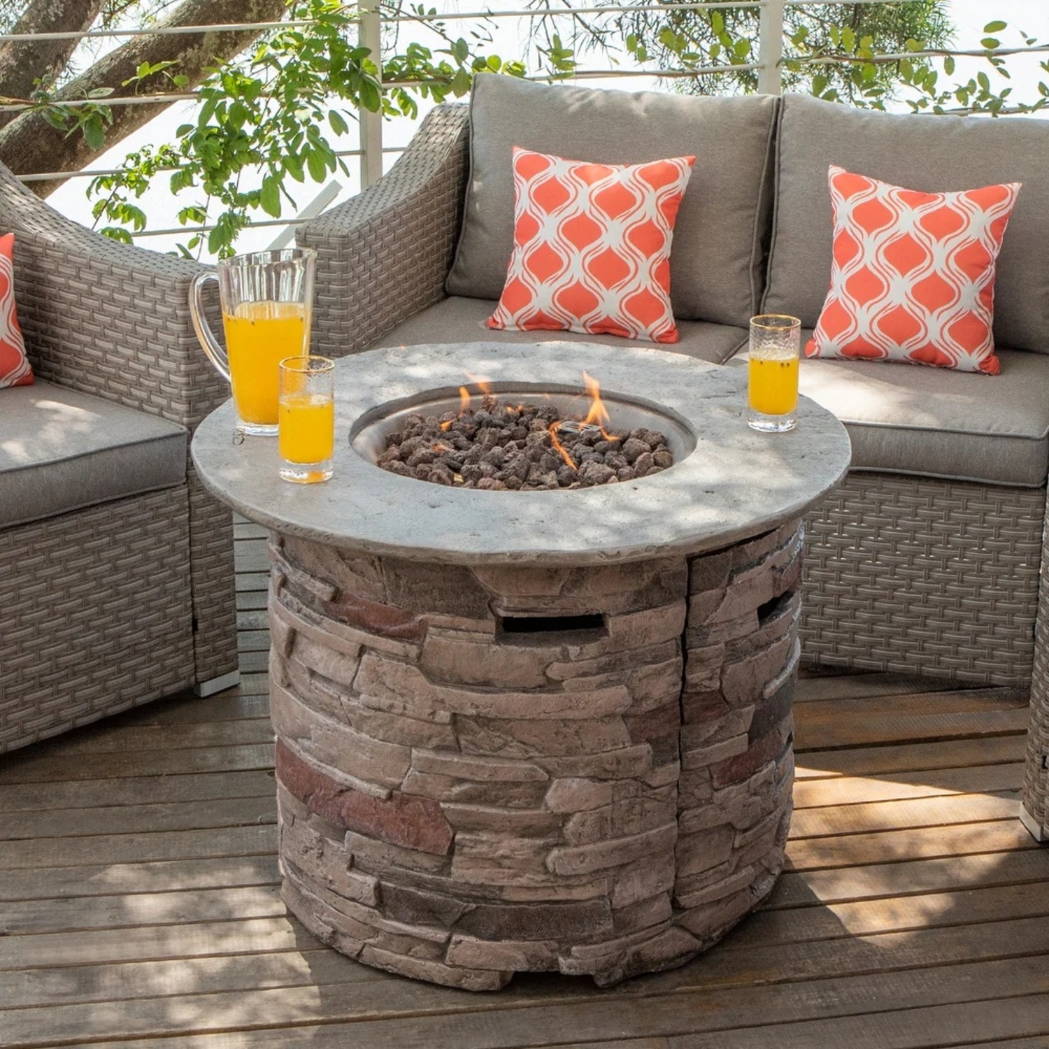 Round Outdoor Propane Firepit Table - image-4