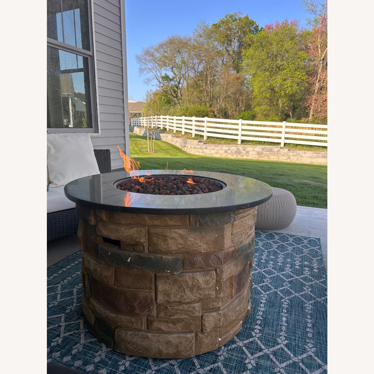Round Outdoor Propane Firepit Table - image-1