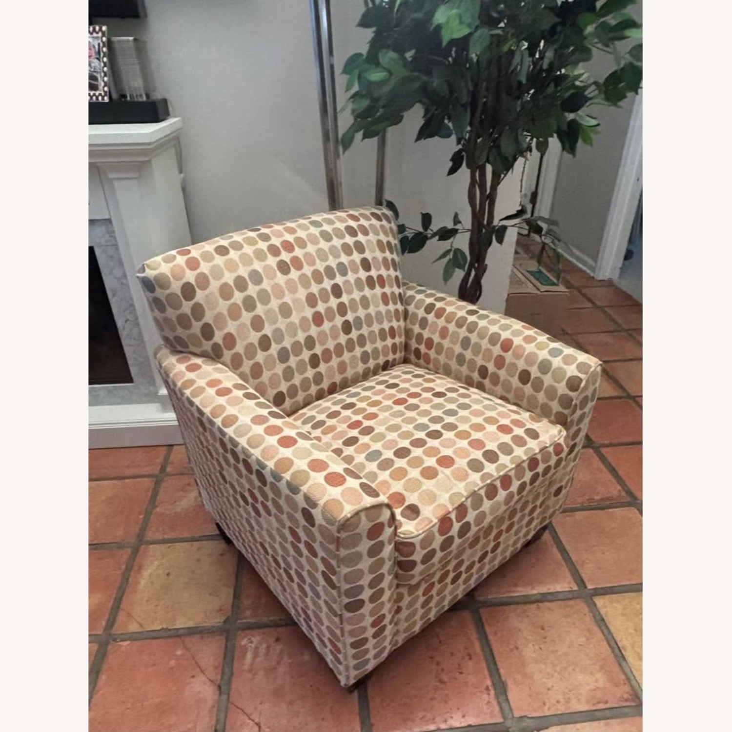 Retro Beige Dot Armchair and Ottoman - image-3