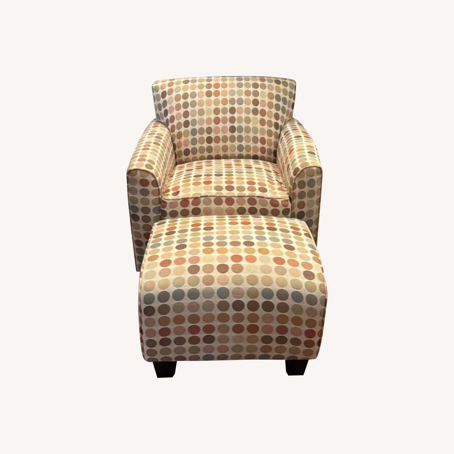 Retro Beige Dot Armchair and Ottoman - image-0