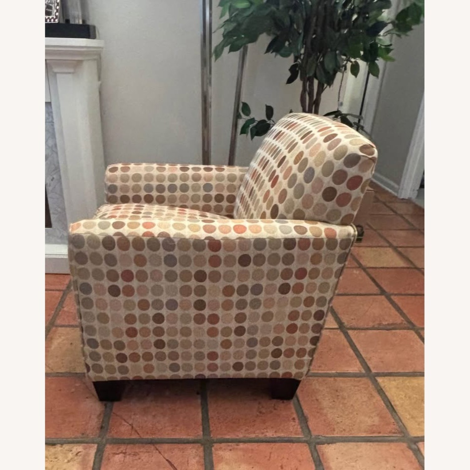Retro Beige Dot Armchair and Ottoman - image-4