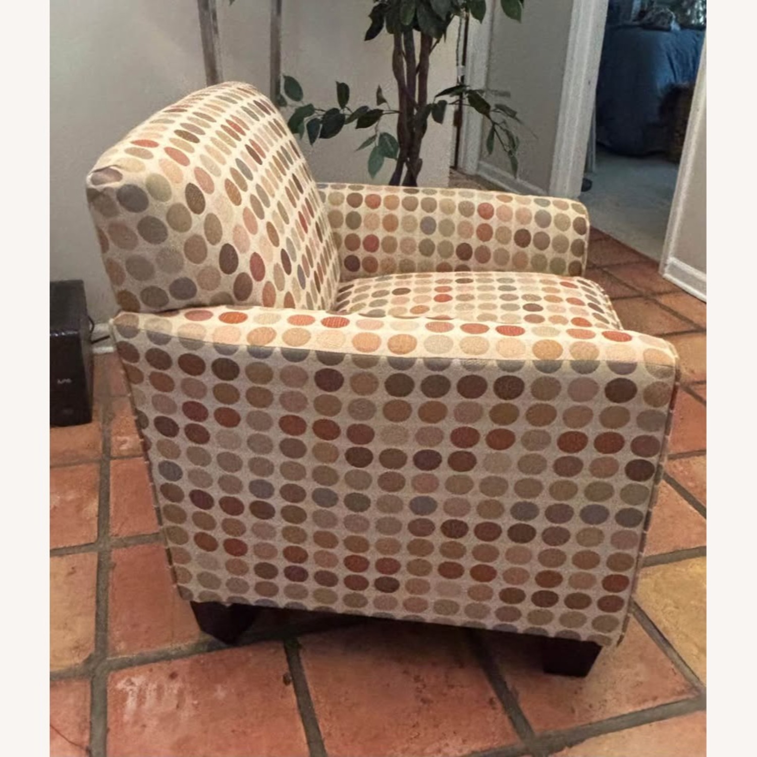 Retro Beige Dot Armchair and Ottoman - image-2